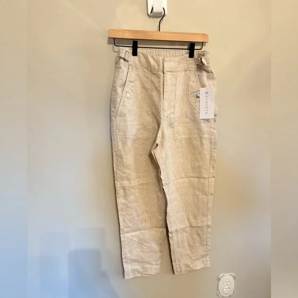 Athleta • NWT Voyager Linen Pant Sz 2 Beige High Rise Pockets Casual Coastal - Picture 8 of 13